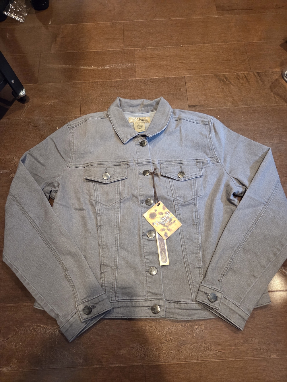 Women's Light Gray Denim Jacket - Comfort Stretch Button-Front